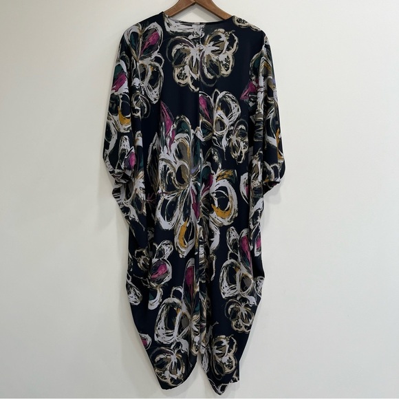 Melissa McCarthy Seven7 Open Front Abstract Floral Kimono Navy Blue plus size 2X - Picture 4 of 7